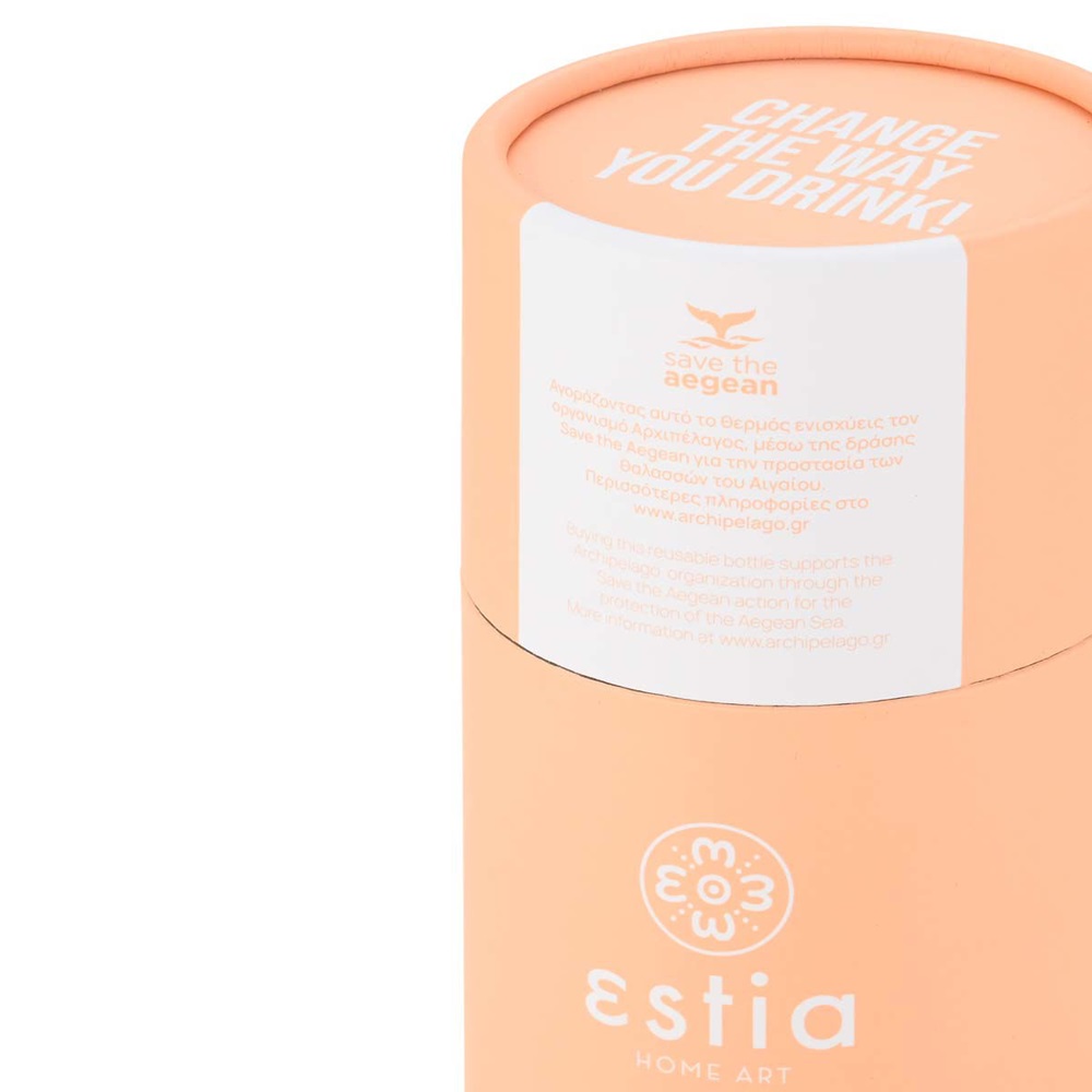 Μπουκάλι Ισοθερμικό Peach Fuzz Διπλού Τοιχώματος 500ml Ανοξείδωτο 18/8 Save the Aegean εstia Home Art 01-23447 - 5