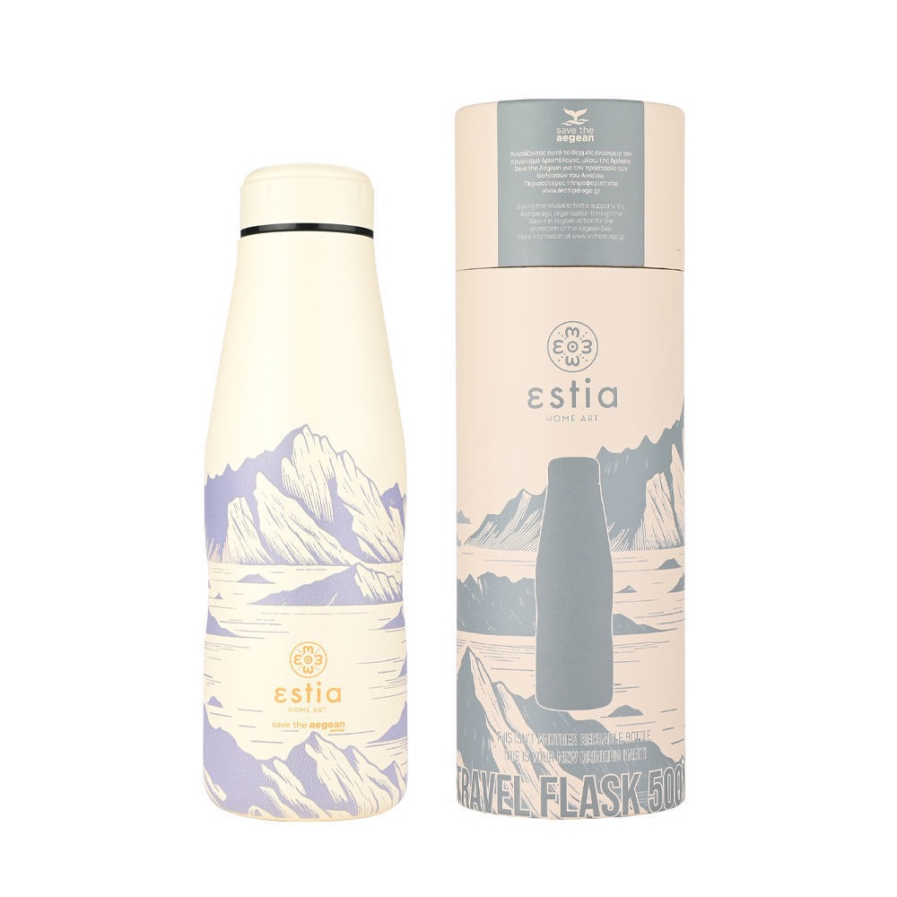 Μπουκάλι Ισοθερμικό Alpine Essence Διπλού Τοιχώματος 500ml Ανοξείδωτο 18/8 Save the Aegean εstia Home Art 01-22167 - 1