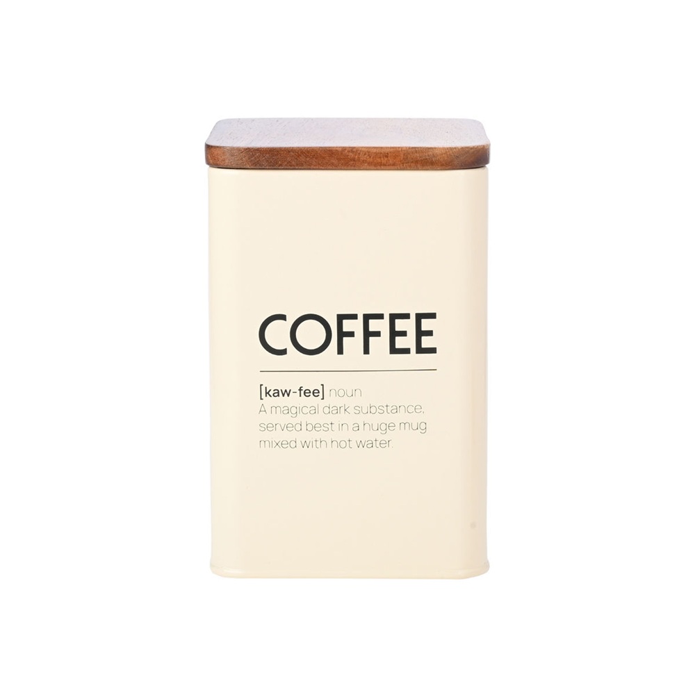 Δοχείο Αποθήκευσης Καφέ Μεταλλικό Ivory με Καπάκι Ξύλο Ακακίας 10x15cm Allure Estia 01-24857 - 