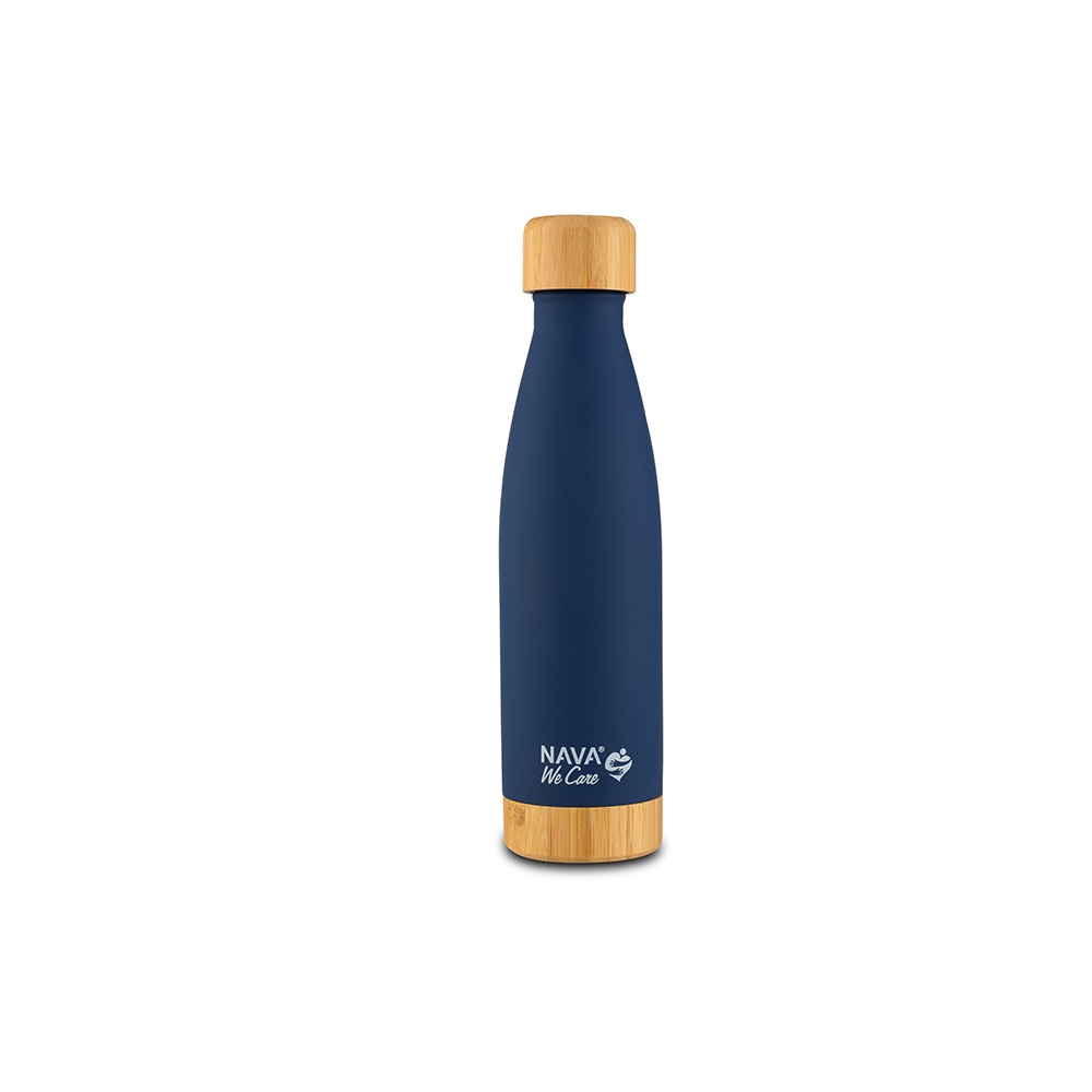 Θερμός Μπουκάλι Ανοξείδωτο Bamboo 500ml Μπλε Σκούρο "We Care" Nava 10-016-003