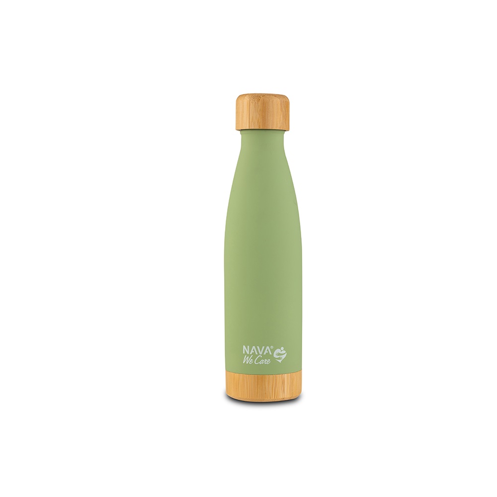 Θερμός Μπουκάλι Ανοξείδωτο Bamboo 500ml Πράσινο Ανοιχτό "We Care" Nava 10-016-004