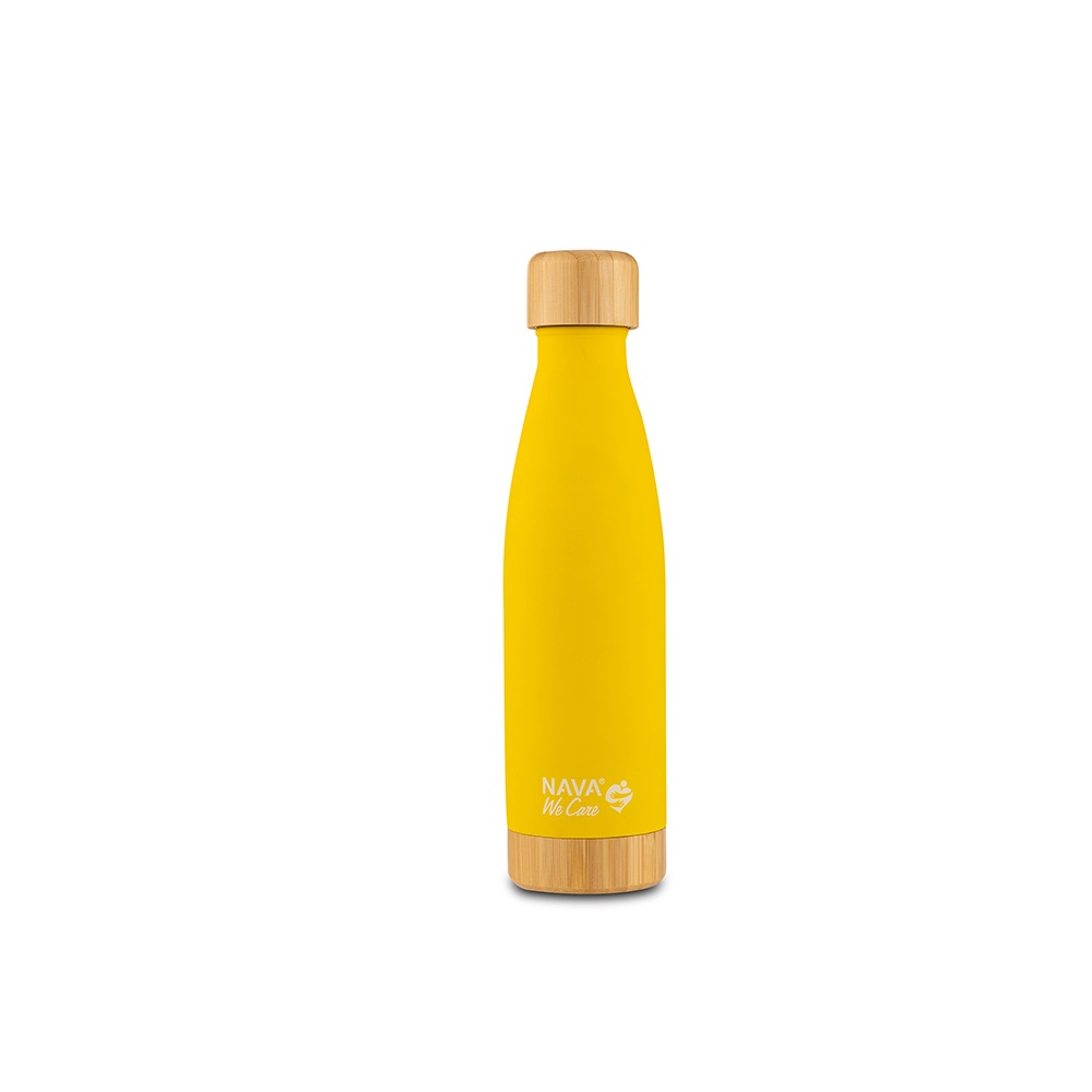 Θερμός Μπουκάλι Ανοξείδωτο Bamboo 500ml Κίτρινο "We Care" Nava 10-016-006