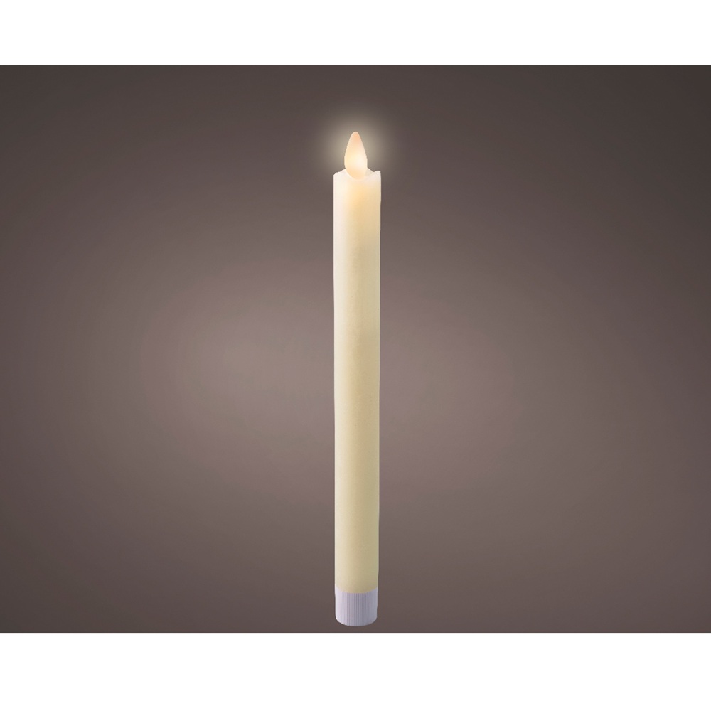 Σετ 2 LED Κεριών Δείπνου με Εφέ Κυματιστής Φλόγας, Cream/Θερμό Λευκό, 24.5cm Kaemingk 487419 - 1