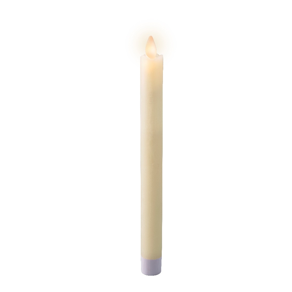 Σετ 2 LED Κεριών Δείπνου με Εφέ Κυματιστής Φλόγας, Cream/Θερμό Λευκό, 24.5cm Kaemingk 487419 - 2