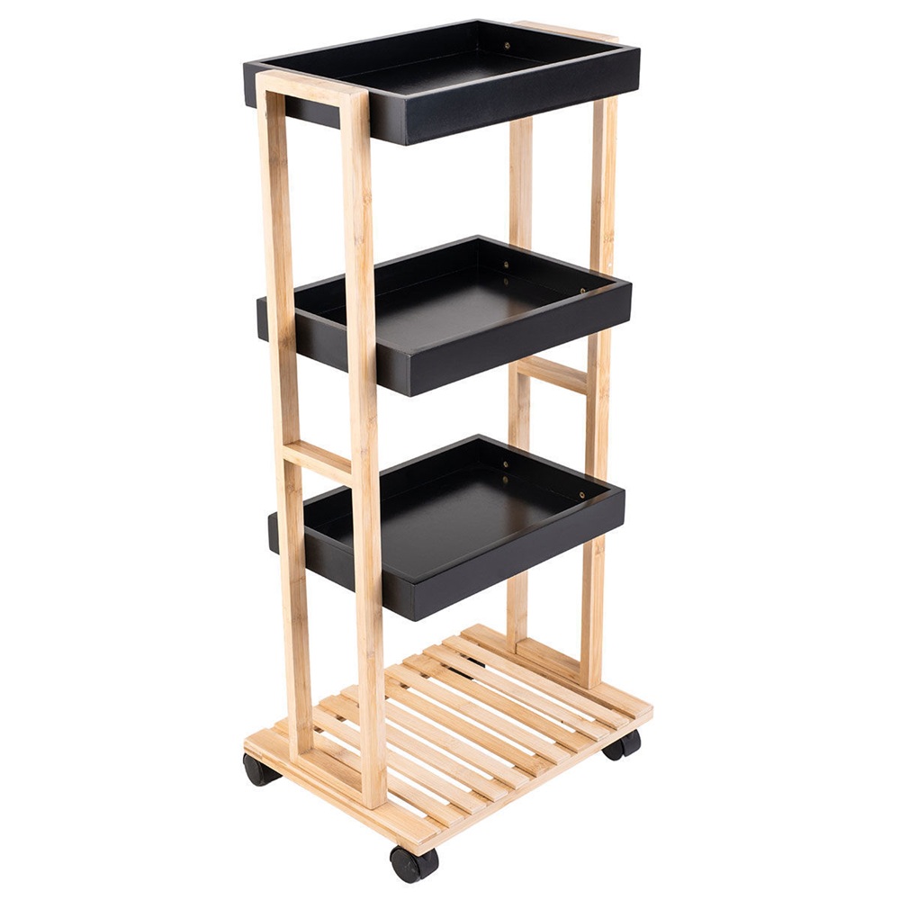 Τρόλεϊ Αποθήκευσης Μαύρο 4 Επιπέδων 40x30x88cm Bamboo Essentials εstia Home Art 01-13035 - 