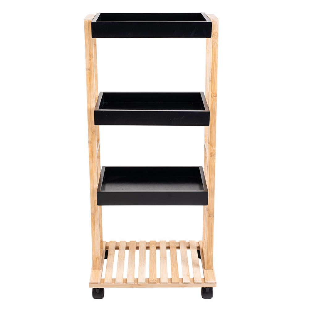 Τρόλεϊ Αποθήκευσης Μαύρο 4 Επιπέδων 40x30x88cm Bamboo Essentials εstia Home Art 01-13035 - 2