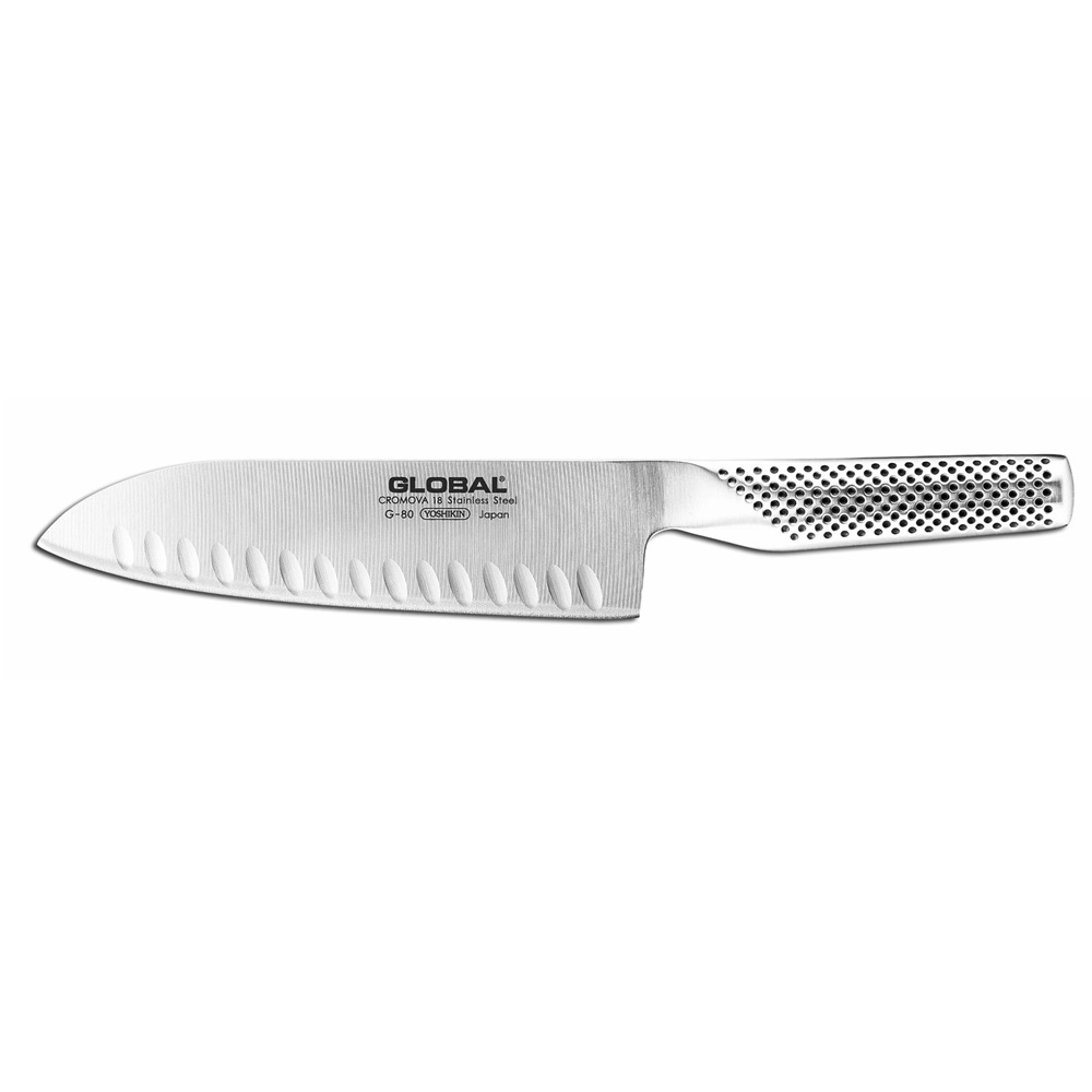 Μαχαίρι Santoku 18cm με Αυλακώσεις – Απόλυτη Ακρίβεια και Ευχρηστία Global G-80 - 