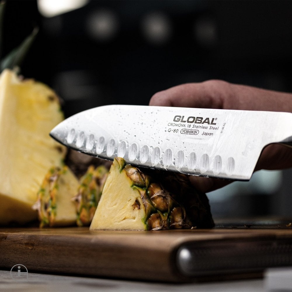 Μαχαίρι Santoku 18cm με Αυλακώσεις – Απόλυτη Ακρίβεια και Ευχρηστία Global G-80 - 3