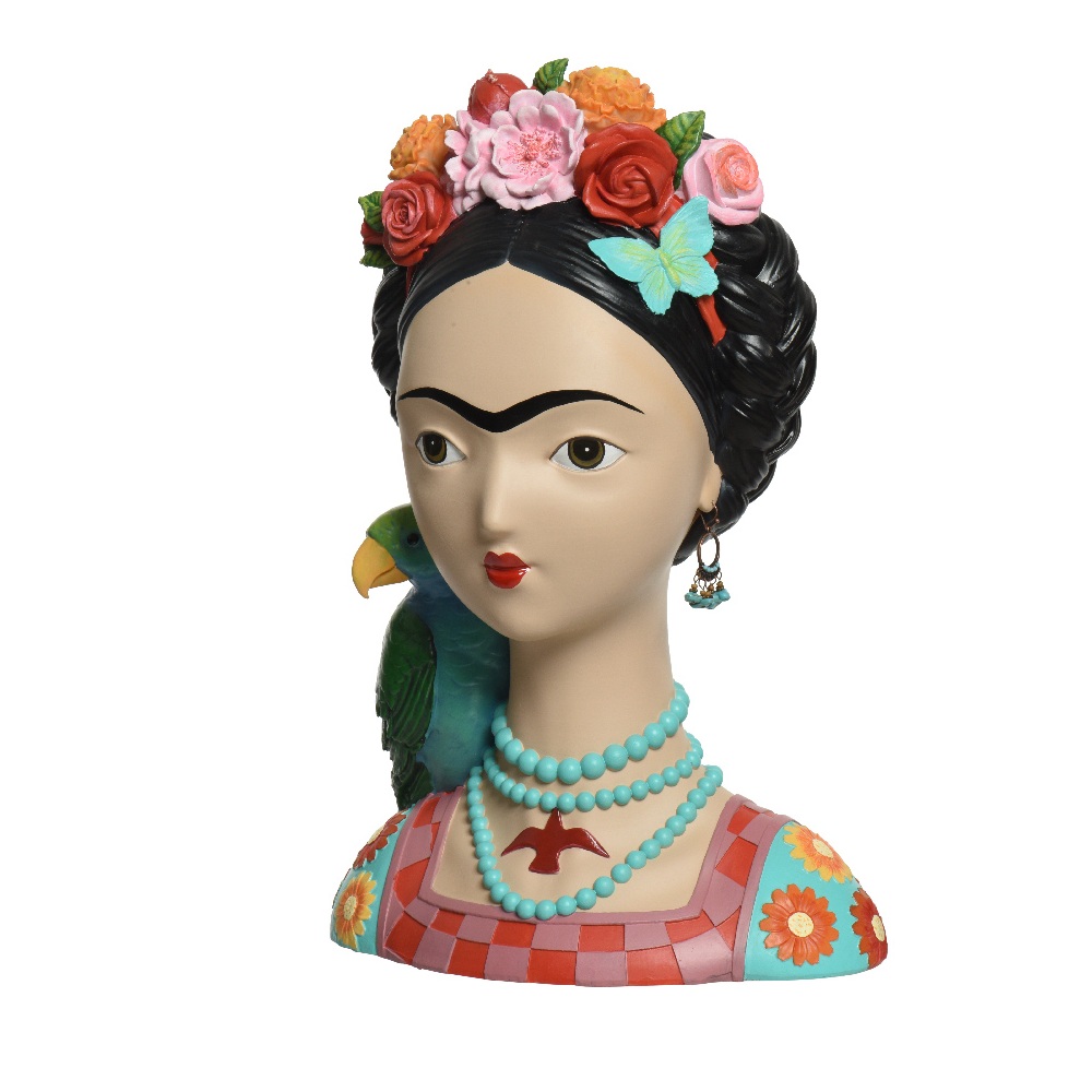 Διακοσμητική Φιγούρα "Frida with Parrot" – 39cm, Πολυρεζίνη | Kaemingk 851630-1 - 2