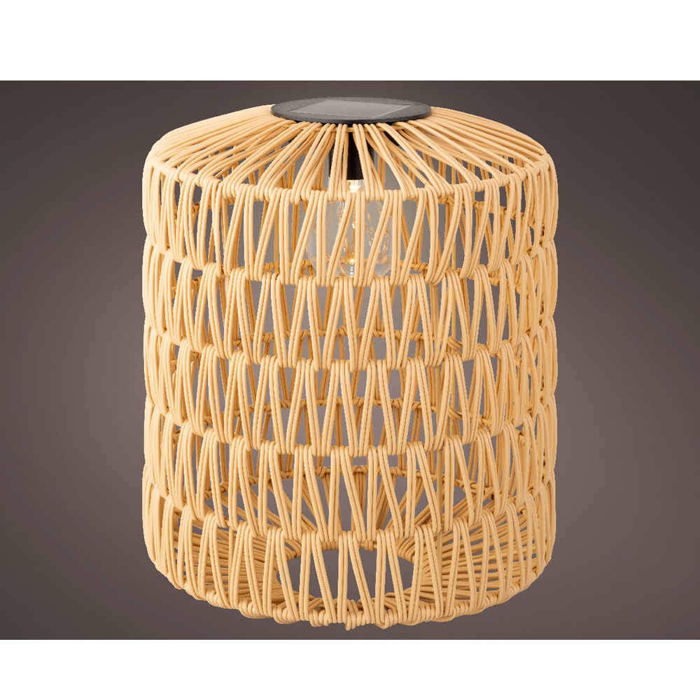 Ηλιακό Φανάρι Wicker με LED – Φυσικό Χρώμα, 32.5cm | Kaemingk 892178 - 2