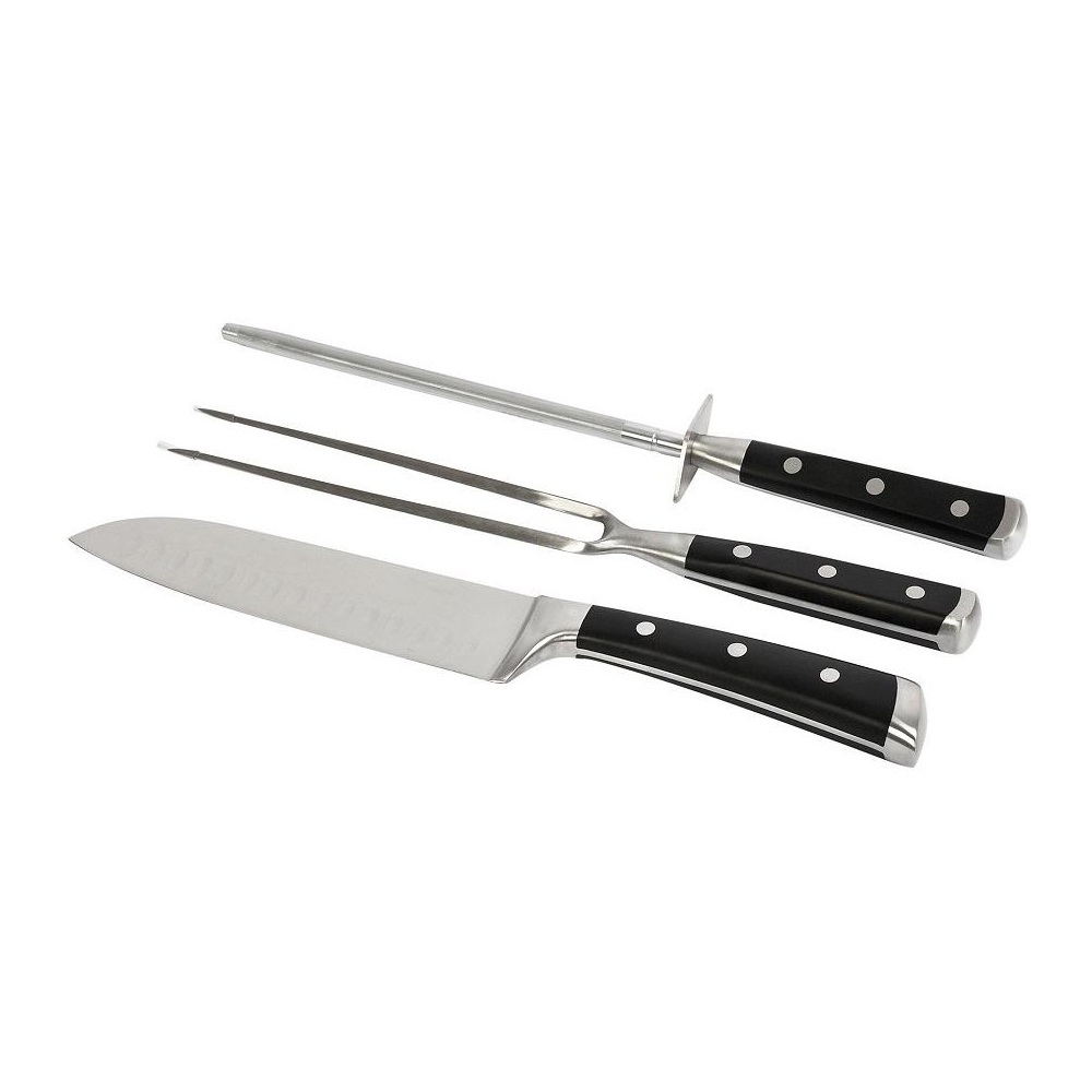 Σετ Μαχαίρι Santoku, Πιρούνα & Ακονιστήρι Steak 18εκ ABS – Ανοξείδωτο Ατσάλι Espiel HAS102 - 