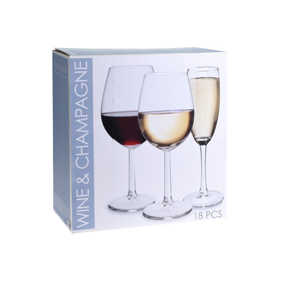 Σετ Ποτηριών Γυάλινο Κρασιού και Σαμπάνιας 18 Τεμαχίων 580ml 430ml 180ml Koopman CC7000530 - 2