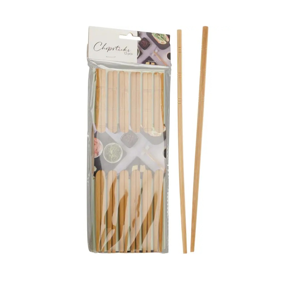 Ξυλάκια Φαγητού Bamboo Καφέ 12 Ζεύγη 24cm Koopman CY4656230 - 