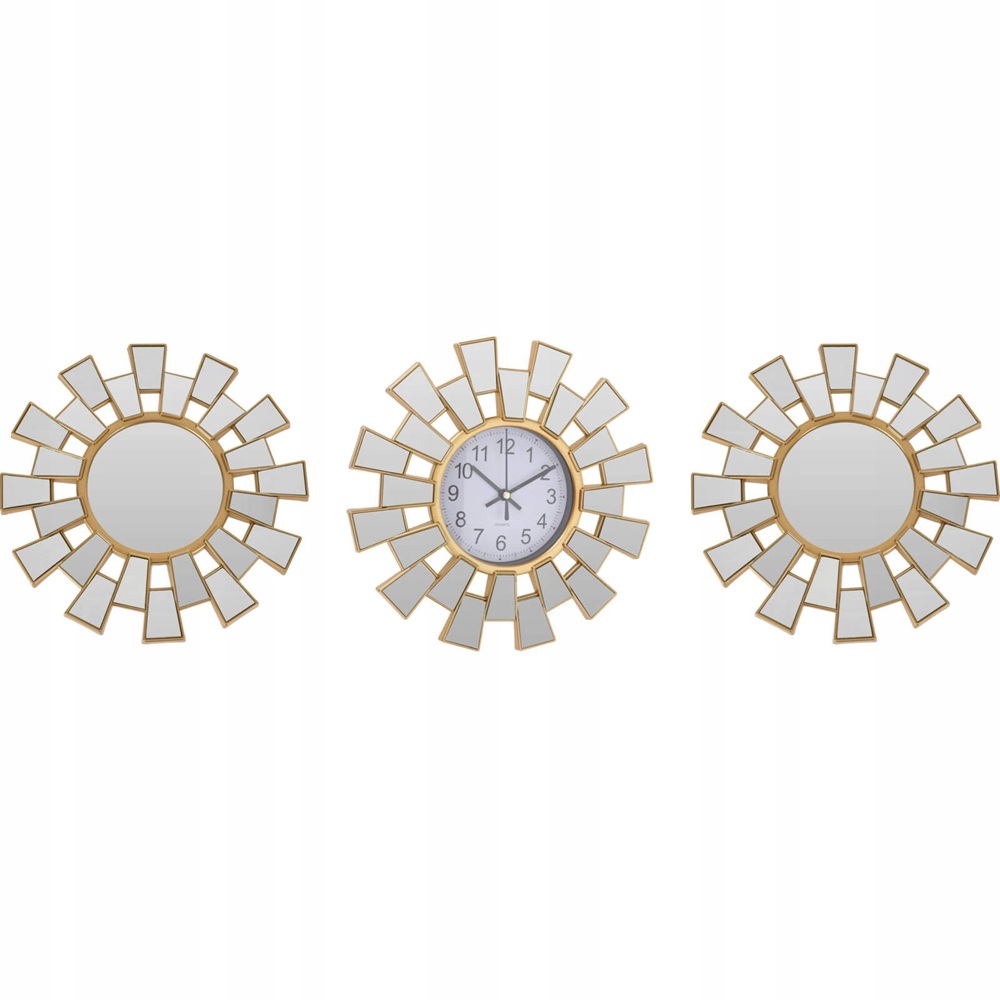 Σετ Ρολόι Τοίχου Με Καθρέφτες Πολυπροπυλενίου Χρυσό 25x25cm Koopman HZ1011610 - 1