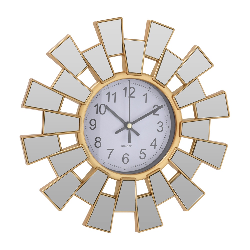 Σετ Ρολόι Τοίχου Με Καθρέφτες Πολυπροπυλενίου Χρυσό 25x25cm Koopman HZ1011610 - 2