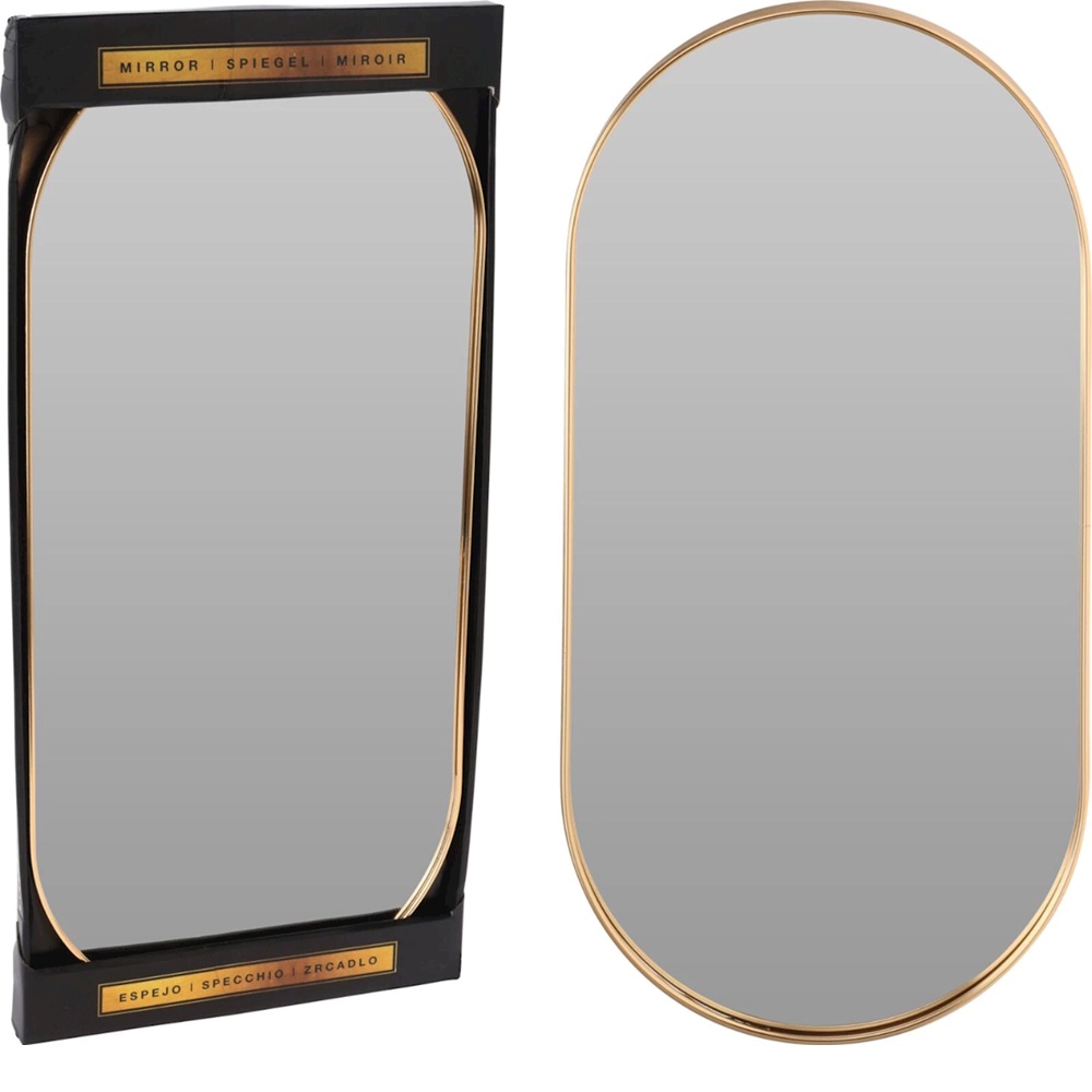 Καθρέφτης Τοίχου Οβάλ Με Χρυσό Μεταλλικό Πλαίσιο 50x25x1,5cm Koopman HZ1954720 - 2