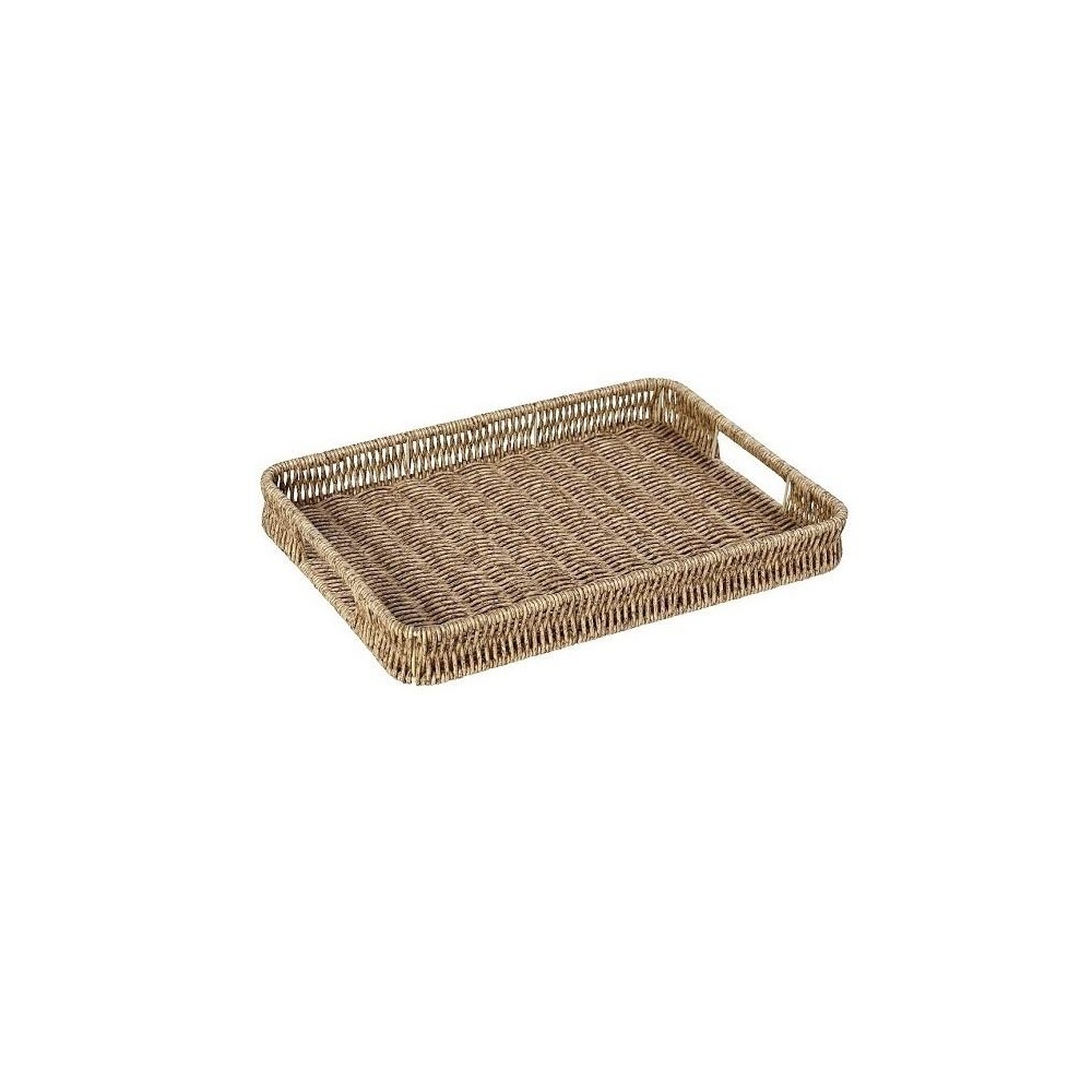 Δίσκος Ψάθινος Συνθετικός Μπεζ 40x30x4,5cm Rattan Espiel KOD134-1 - 