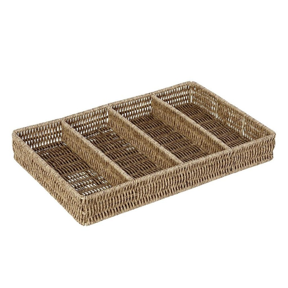 Δίσκος Ψάθινος Με Διαχωριστικά Μπεζ 40x26x5,5cm Rattan Espiel KOD136 - 