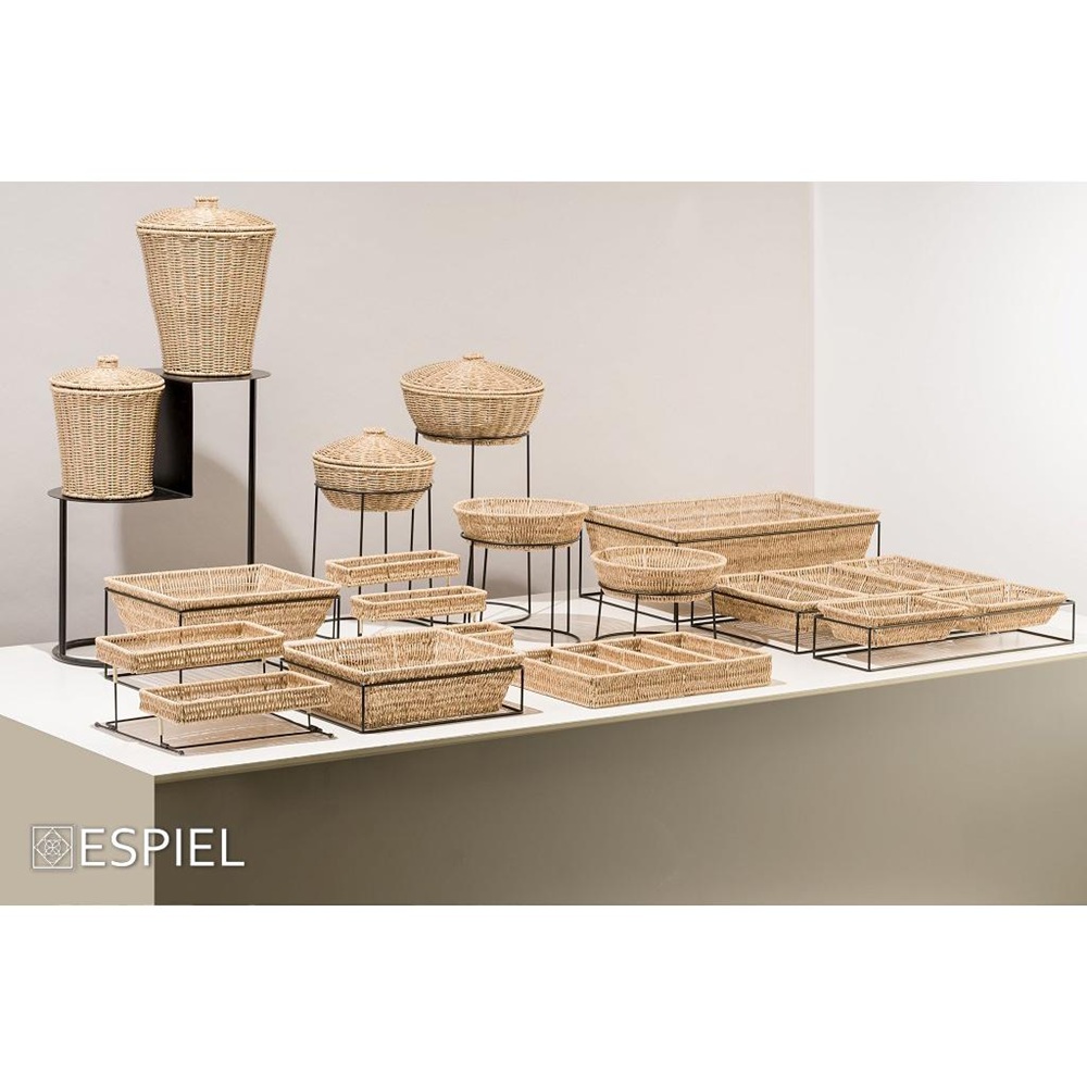 Δοχείο Ψάθινο με Καπάκι Συνθετικό Μπεζ 20x20x24cm Espiel KOD138 - 3