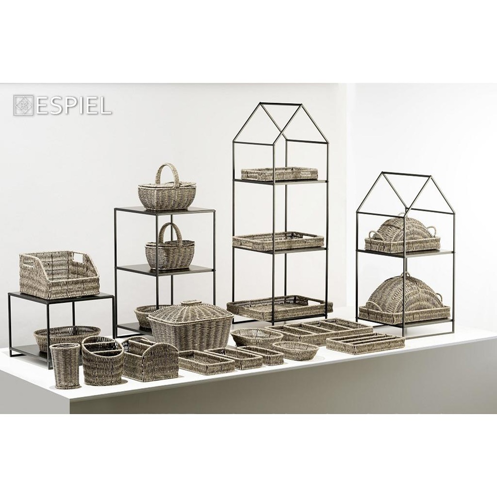 Δοχείο Ψάθινο Γκρι Συνθετικό Rattan 11x11x15cm Espiel KOD230 - 2