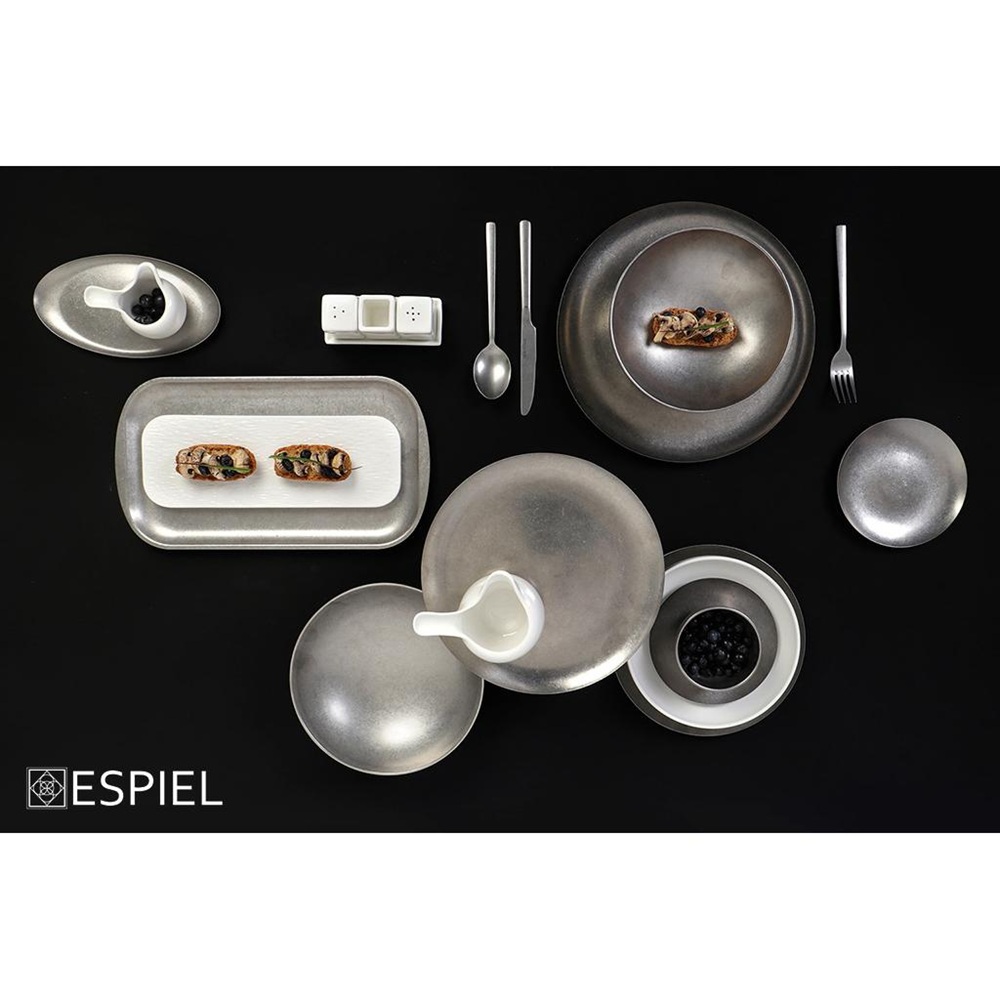 Πιάτο Ρηχό Στρογγυλό Ανοξείδωτο 18/10 SNOW Grey 26x26x1,5cm ESPIEL FEV114 - 3