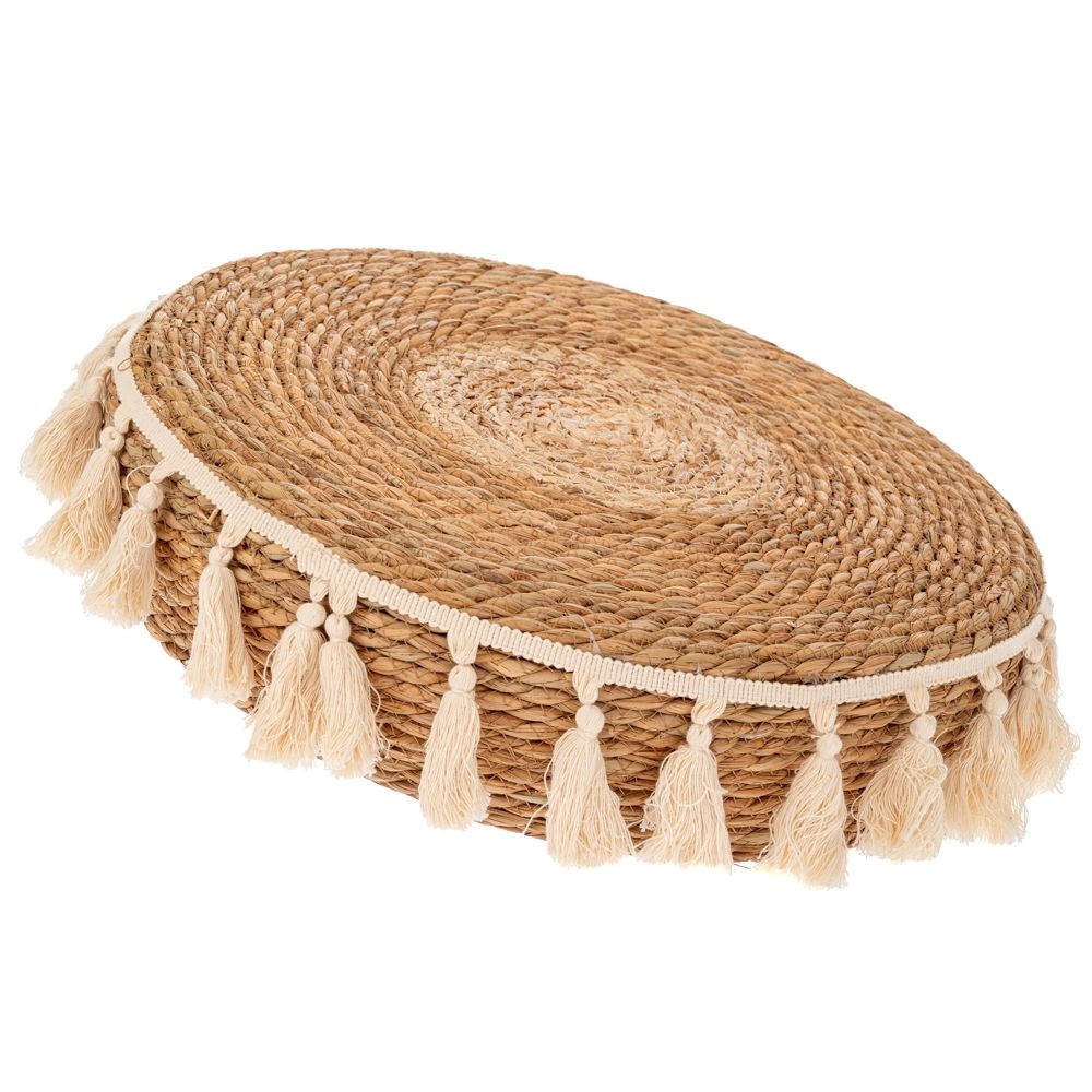 Μαξιλάρι Δαπέδου Σχοινένιο Rattan Στρογγυλό με Κρόσσια Φ42x10cm iliadis 90172 - 