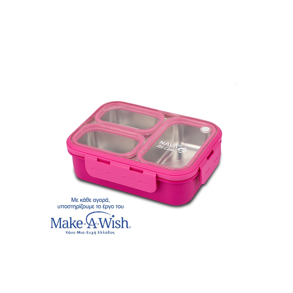 Δοχείο Φαγητού Bento Ανοξείδωτο Ορθογώνιο Magenta 800ml Nava We Care 10-262-001 - 