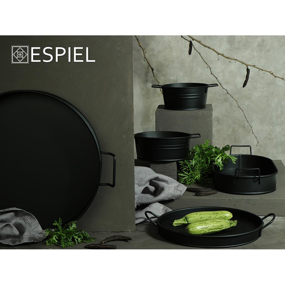 Δίσκος Μεταλλικός Οβάλ Μαύρος με Λαβές Small 34x14,5εκ Espiel TEM106 - 3