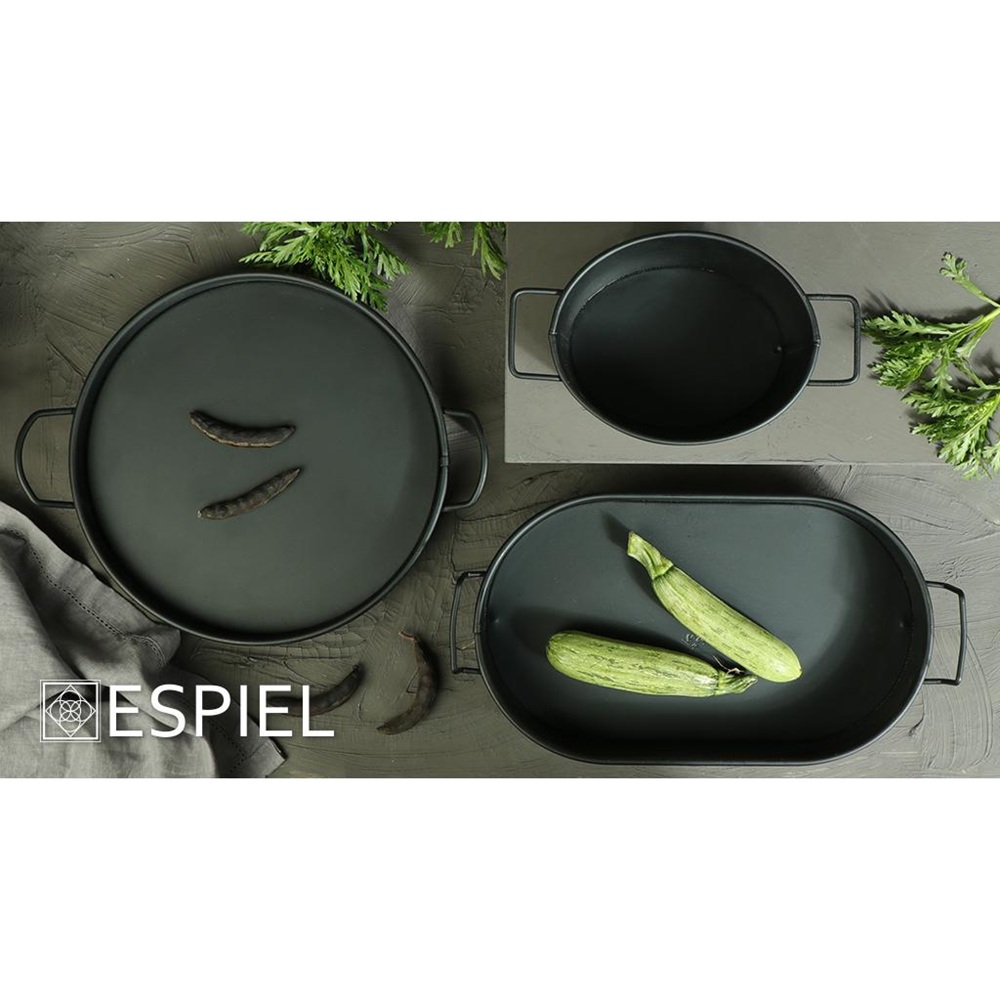 Δίσκος Μεταλλικός Οβάλ Μαύρος με Λαβές Small 34x14,5εκ Espiel TEM106 - 4