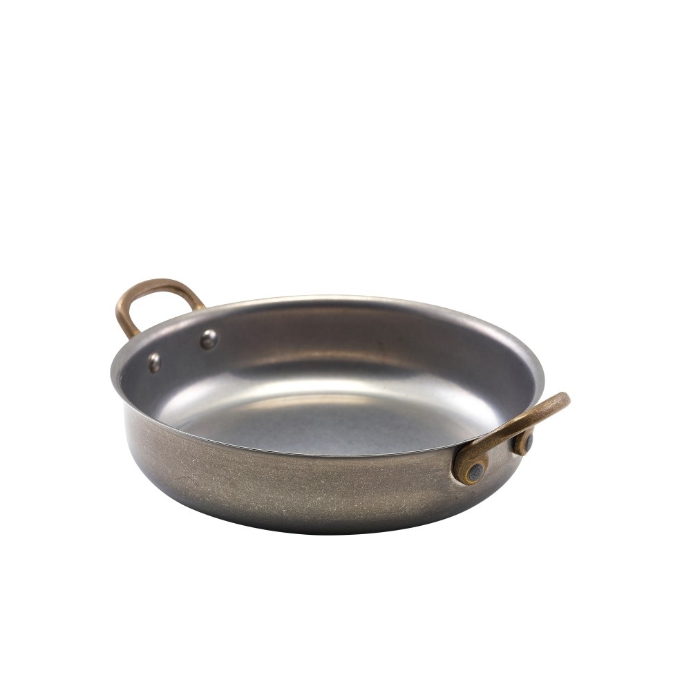 Σαγανάκι Inox Vintage Ματ 18.5x4.5cm με Μπρούτζινα Χερούλια GSA 53-990 - 