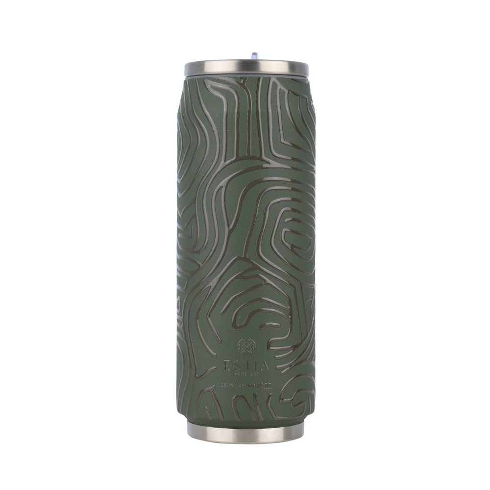 Θερμός Travel Cup Ανοξείδωτο 500ml Olive Flow με Καλαμάκι και Στεγανό Καπάκι Save the Aegean Estia 01-31237 - 