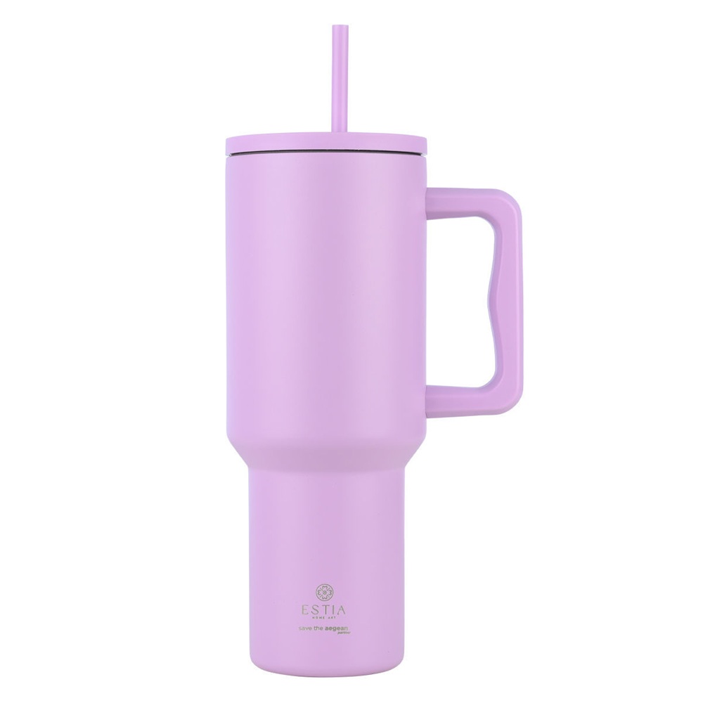 Θερμός Ανοξείδωτος Lavender Purple 1200ml Straw Tumbler XL Save the Aegean Estia 01-32227