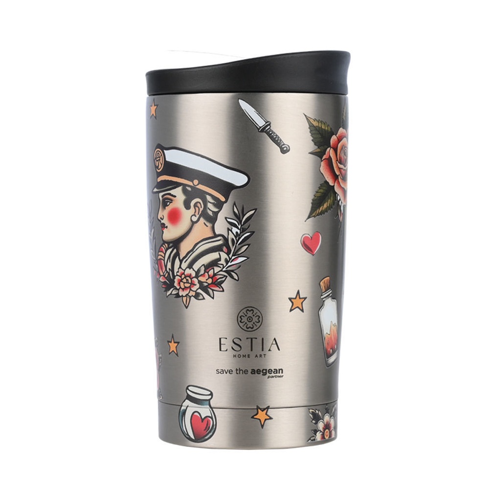 Θερμός Ανοξείδωτο Old School Ink 350ml Travel Mug Save the Aegean Estia 01-31916 - 