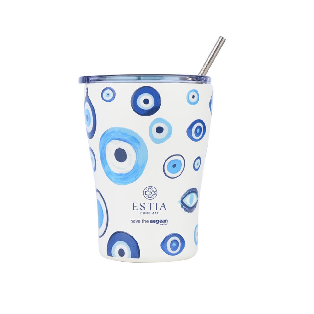 Θερμός Ανοξείδωτο Spirit of Luck 350ml με Καλαμάκι Estia Save the Aegean 01-31749 - 1