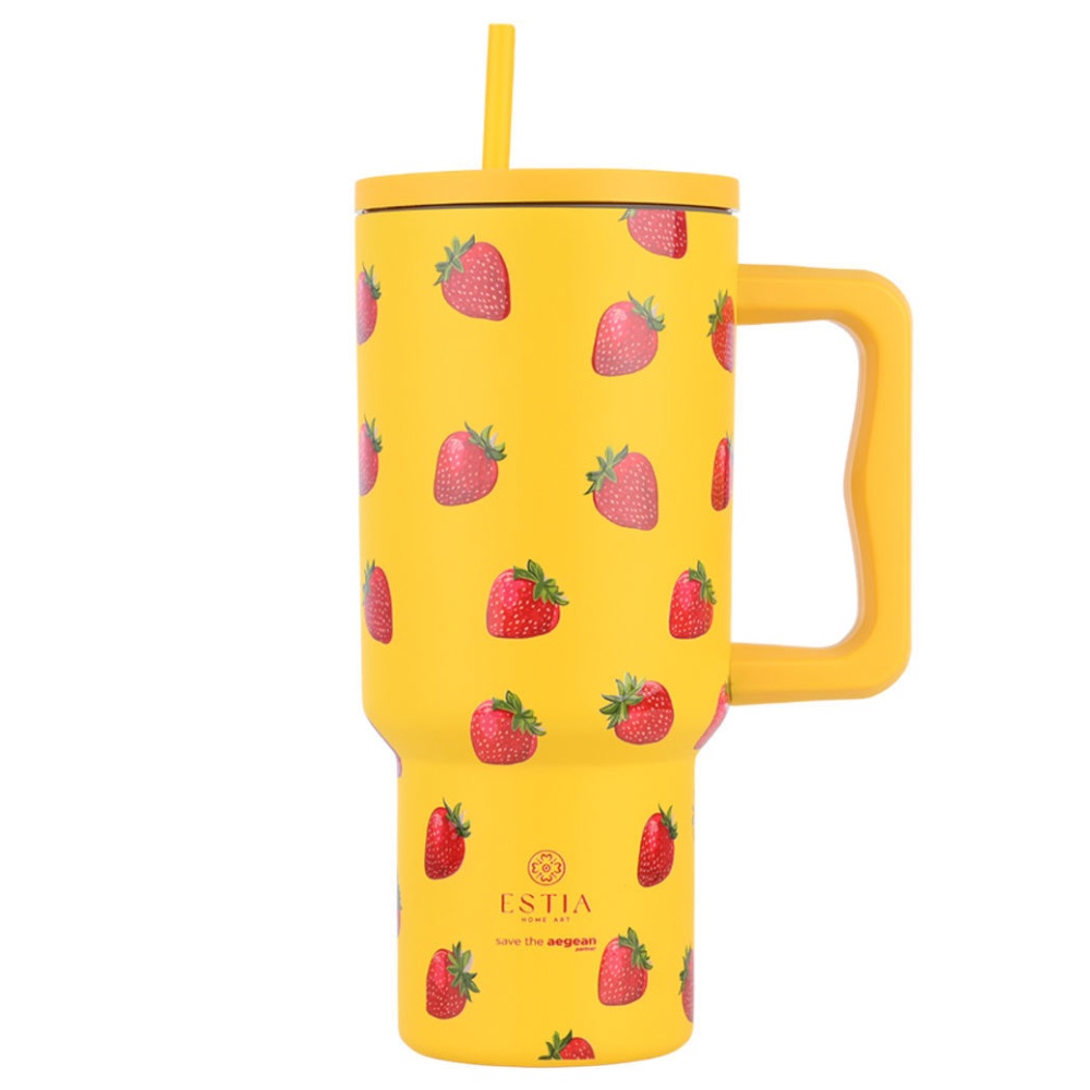 Θερμός Ανοξείδωτο Straw Tumbler Berry Bright 900ml Estia Save the Aegean 01-32029