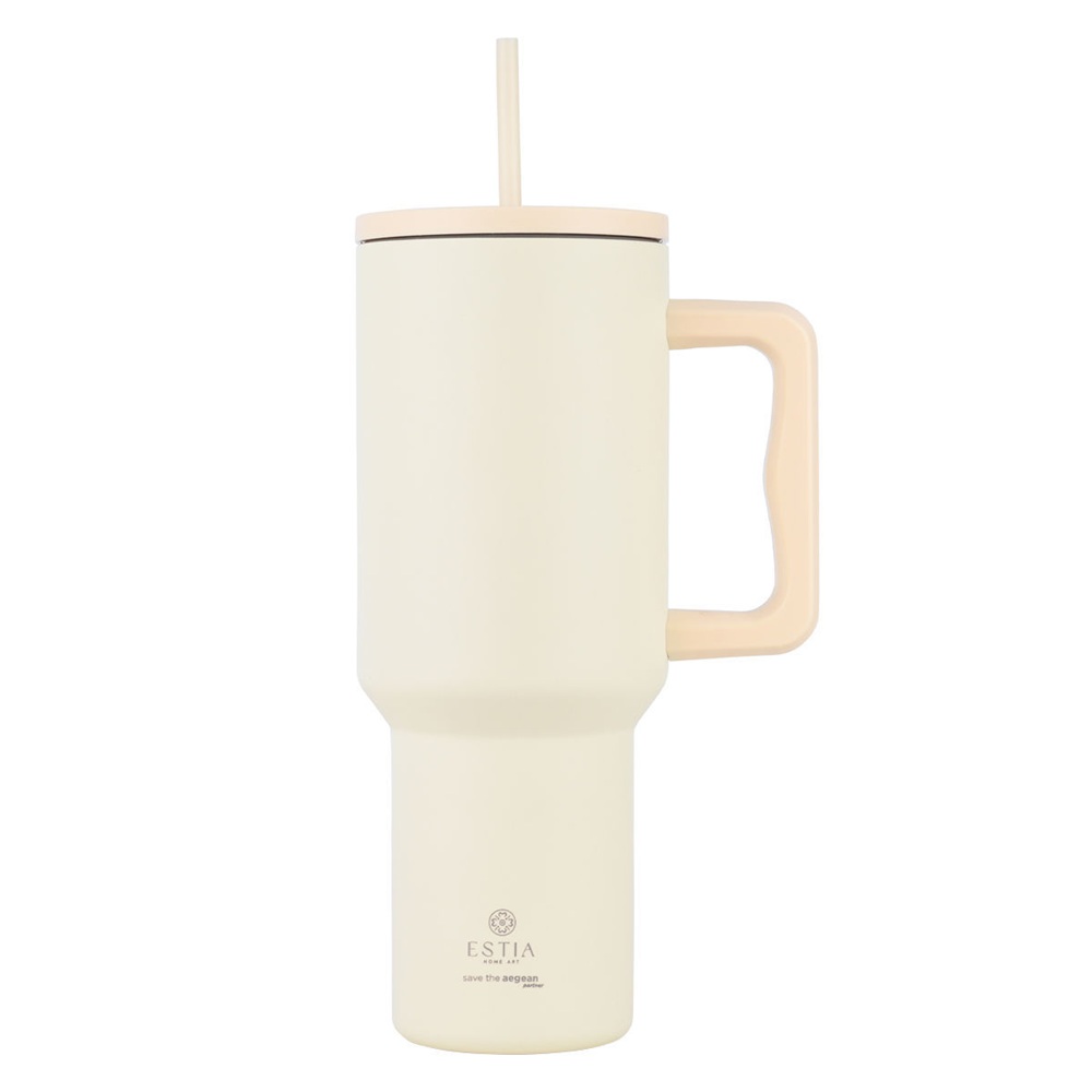 Θερμός Ανοξείδωτο Straw Tumbler XL Lily White 1200ml Estia Save the Aegean 01-32197