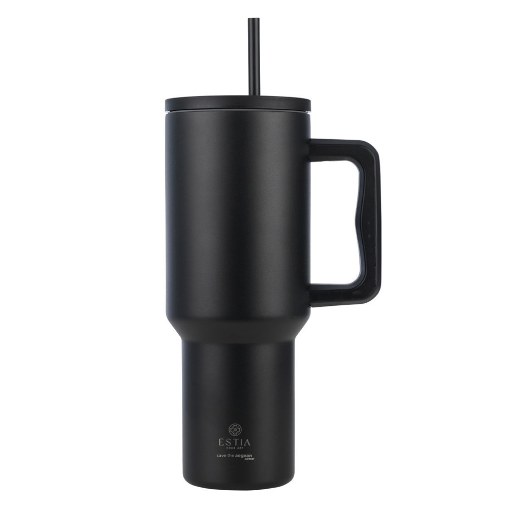 Θερμός Ανοξείδωτο Straw Tumbler XL Midnight Black 1200ml Estia Save the Aegean 01-32180