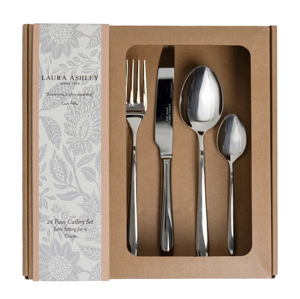 Σετ Μαχαιροπίρουνα Ανοξείδωτο Γυαλιστερό 24 Τεμαχίων Laura Ashley Cutlery Collectables LA184133 - 
