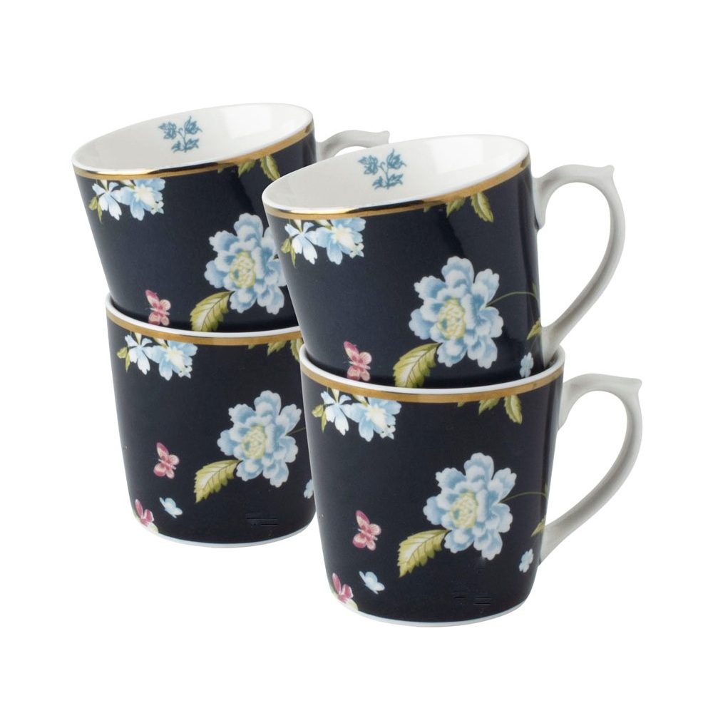 Σετ Κούπες Πορσελάνης Midnight Uni 32cl Σετ 4 Τεμαχίων Laura Ashley Heritage LA182793 - 