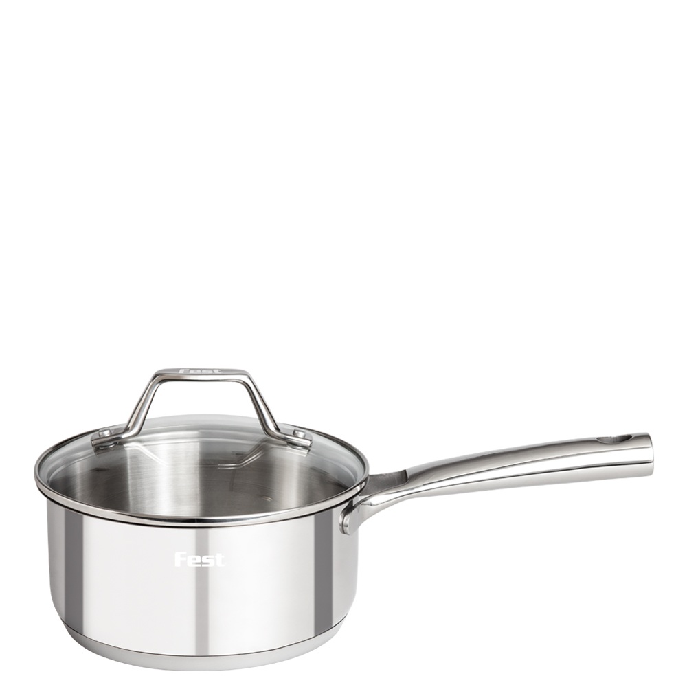 Κατσαρολάκι Ανοξείδωτο Ατσάλι 18/10 με Γυάλινο Καπάκι 1lt Νο16 16x7,5cm Fest Reflection 0066815 - 
