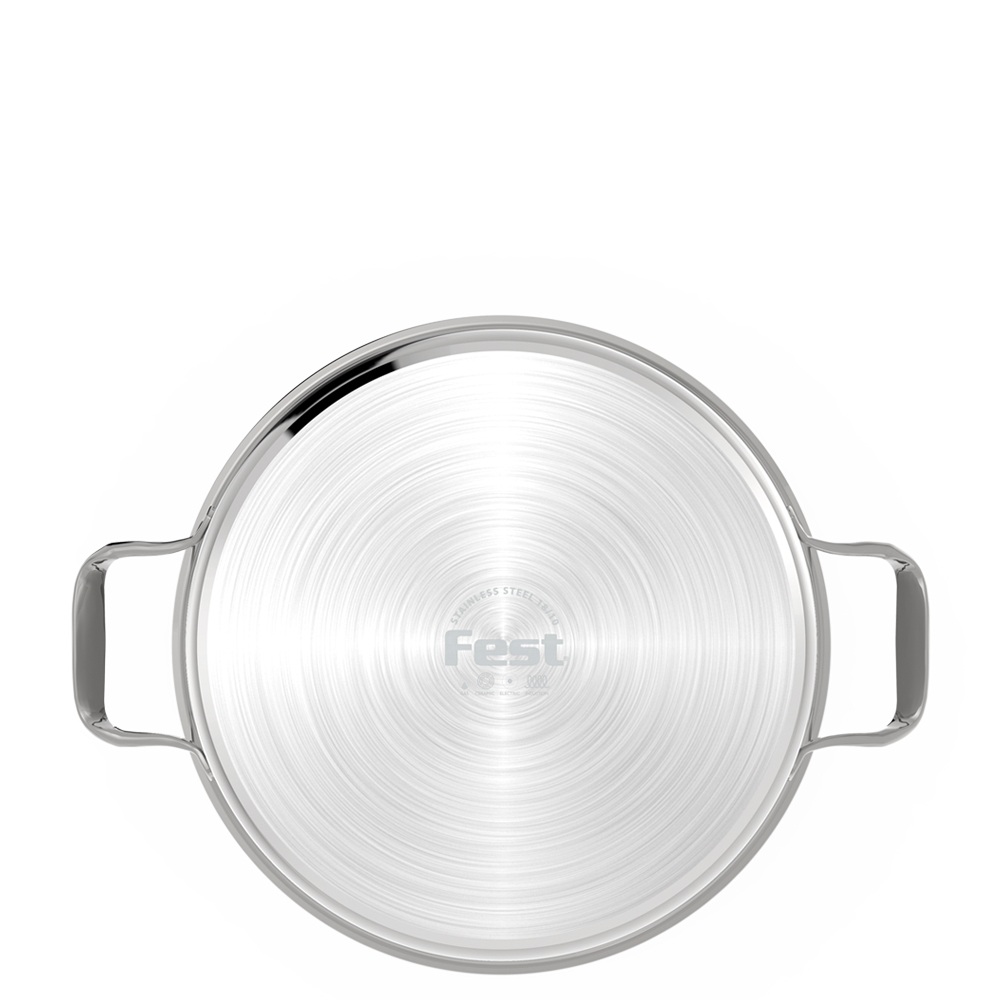 Κατσαρόλα Ανοξείδωτο Ατσάλι 18/10 με Γυάλινο Καπάκι 5lt Νο24 24x13cm Fest Reflection 0066812 - 2