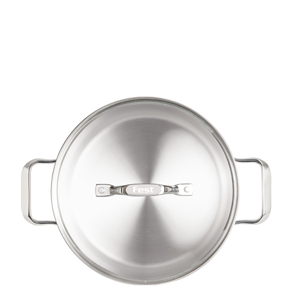 Κατσαρόλα Ανοξείδωτο Ατσάλι 18/10 με Γυάλινο Καπάκι 5lt Νο24 24x13cm Fest Reflection 0066812 - 3