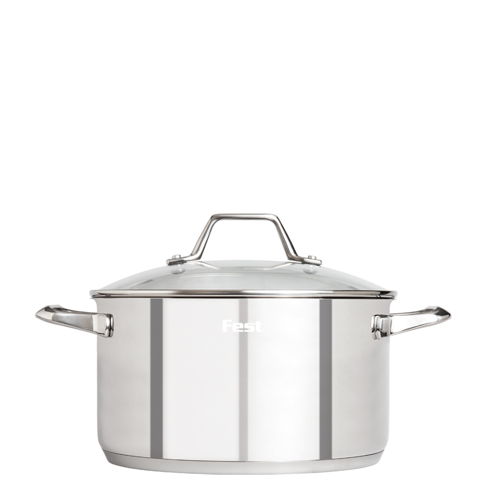 Κατσαρόλα Ανοξείδωτο Ατσάλι 18/10 με Γυάλινο Καπάκι 5lt Νο24 24x13cm Fest Reflection 0066812 - 4