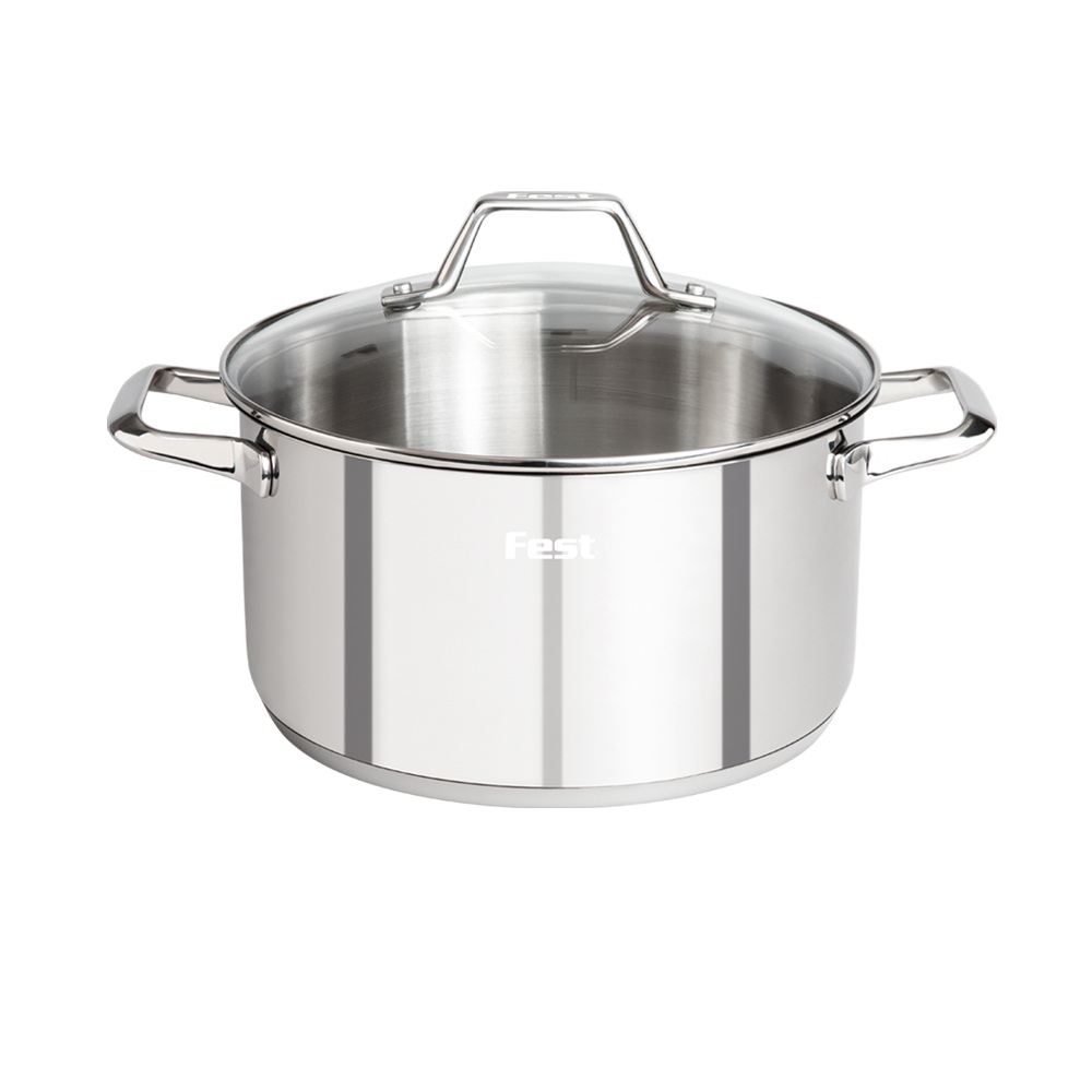 Κατσαρόλα Ανοξείδωτο Ατσάλι 18/10 με Γυάλινο Καπάκι 3lt Νο22 22x11,5cm Fest Reflection 0066811 - 