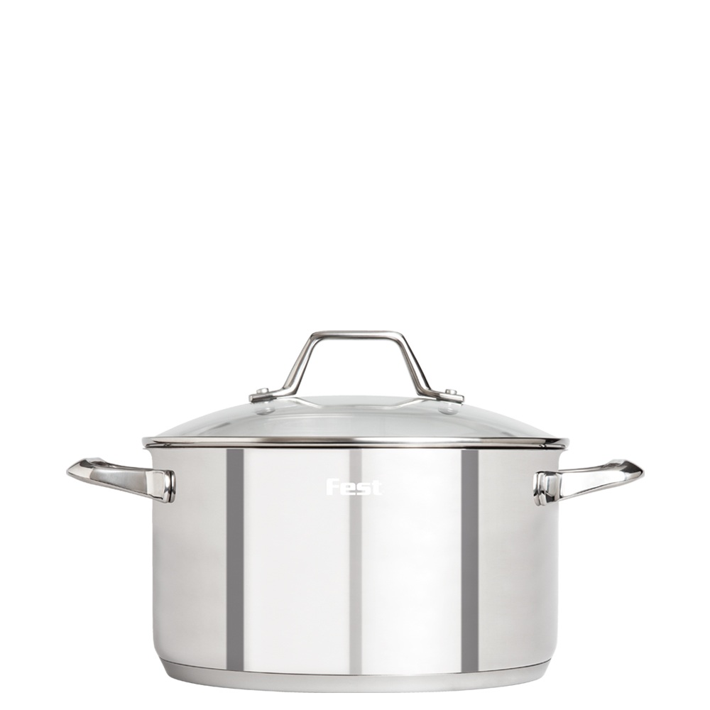 Κατσαρόλα Ανοξείδωτο Ατσάλι 18/10 με Γυάλινο Καπάκι 3lt Νο22 22x11,5cm Fest Reflection 0066811 - 2
