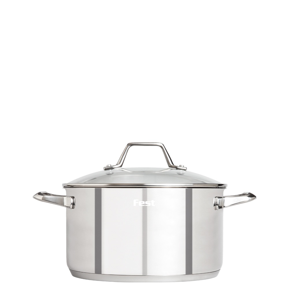 Κατσαρόλα Ανοξείδωτο Ατσάλι 18/10 με Γυάλινο Καπάκι 2.5lt Νο20 20x10cm Fest Reflection 0066810 - 2