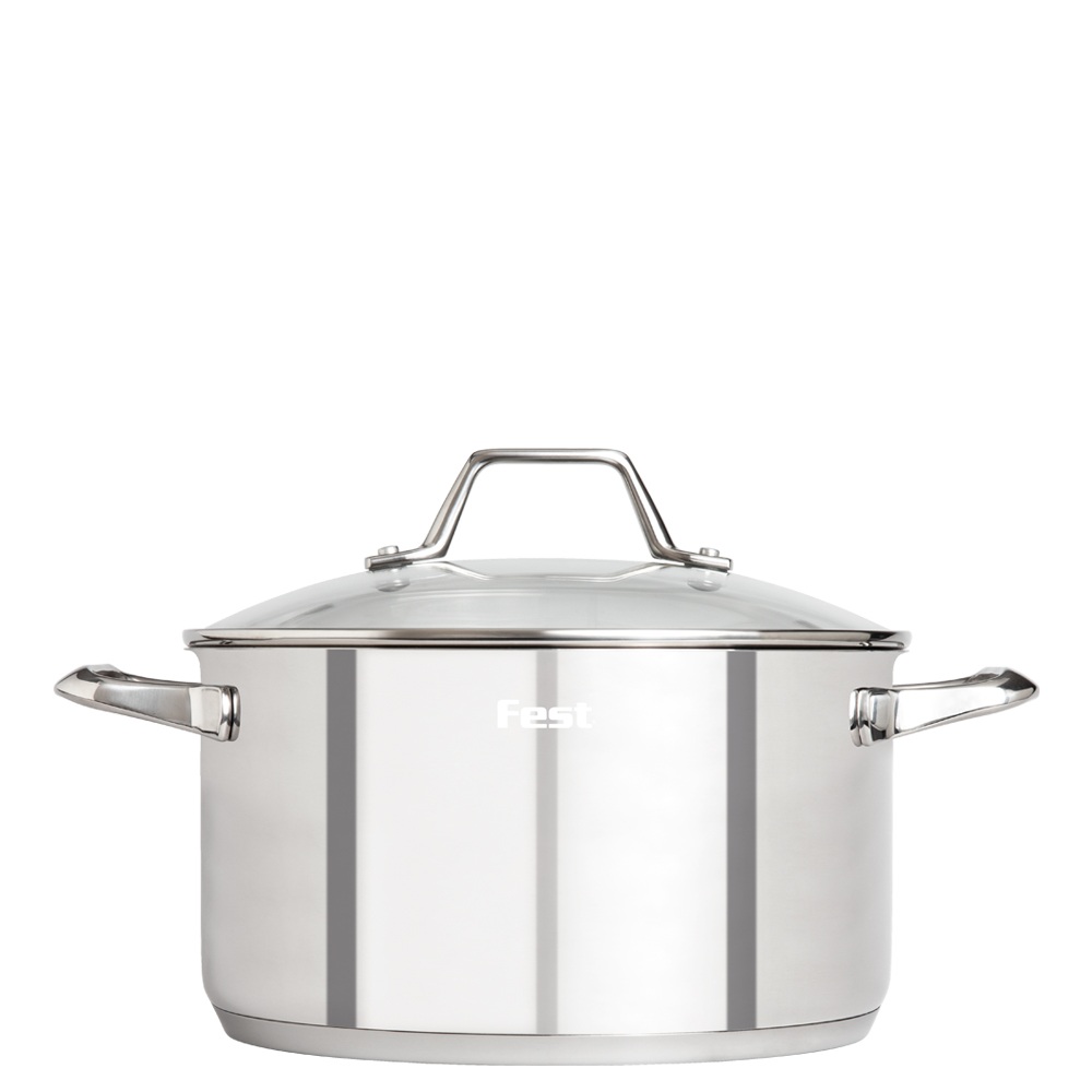 Κατσαρόλα Ανοξείδωτο Ατσάλι 18/10 με Γυάλινο Καπάκι 6lt Νο26 26x14,5cm Fest Reflection 0066813 - 2