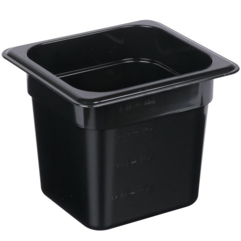 Λεκάνη Polycarbonate Μαύρη GN 1/6 Ύψος 15cm GTSA PC-7166M - 