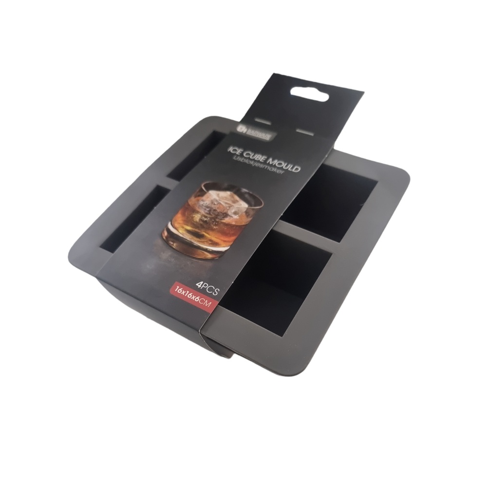 Καλούπι Πάγου Σιλικόνης για 4 Μεγάλους Παγοκύβους 5,5cm Ice Cube Tray Cocktail & Whiskey Koopman 101001240 - 2