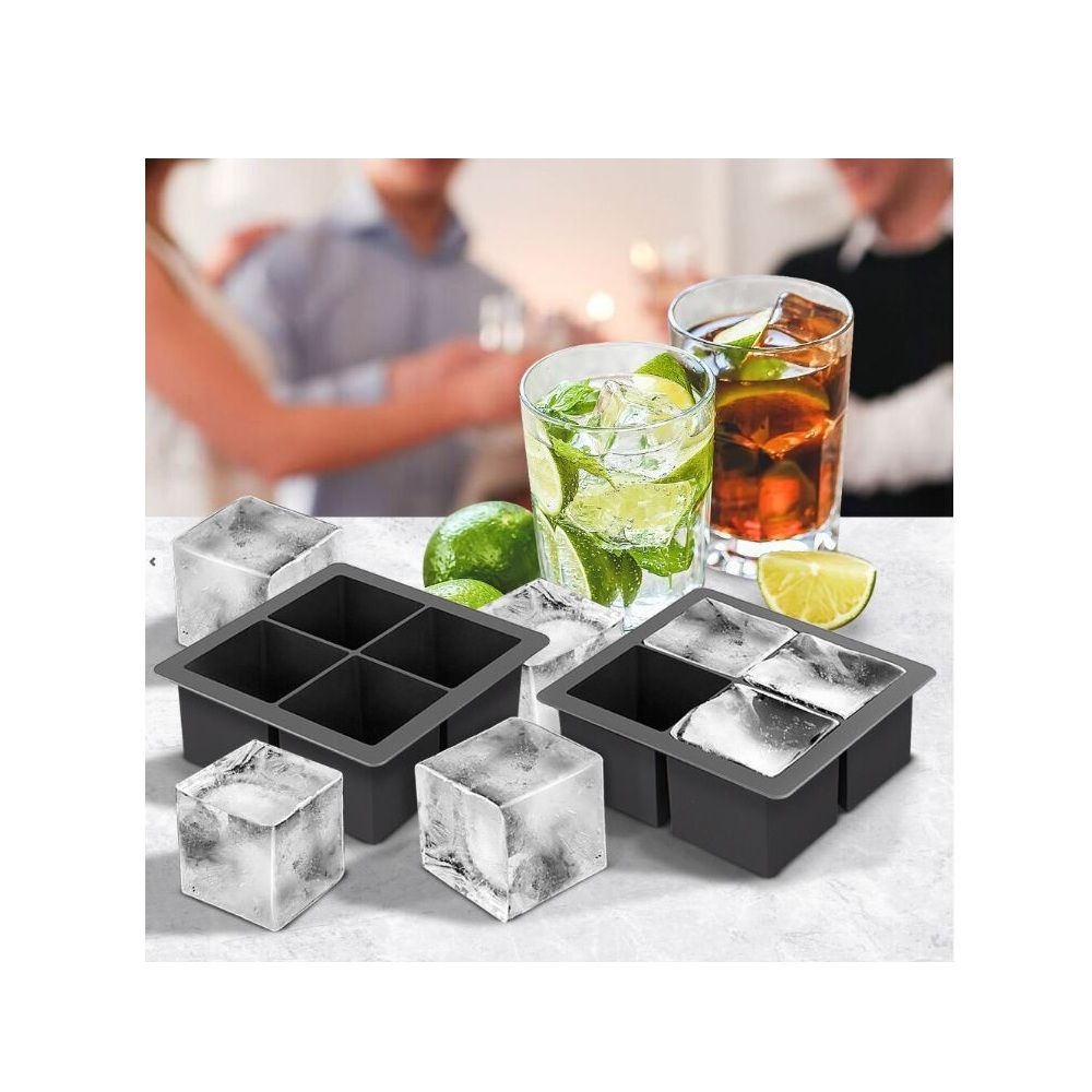 Καλούπι Πάγου Σιλικόνης για 4 Μεγάλους Παγοκύβους 5,5cm Ice Cube Tray Cocktail & Whiskey Koopman 101001240 - 3